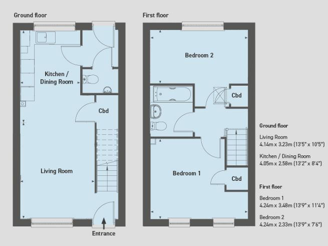 Floor plan, two bedroom house - artist's impression subject to change.